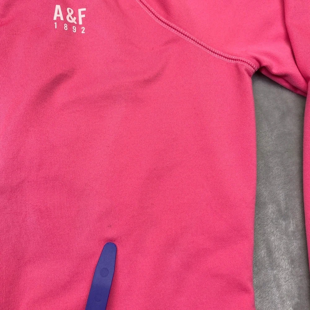Abercrombie Fitch Active Pink Quarter Zip Pullover L/S Athletic‎ Junioer Sz L
